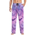 thumbnail image 4 of Men's Sleep Pants Lightweight Pjs Sleepwear Comfortable Lounge Pants Bottom Pants with Pocket Purple and Pink Bats, 4 of 7