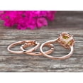 thumbnail image 3 of Milgrain Trio Set 2.75 Carat Champagne Diamond Moissanite 10k Rose Gold Wedding Set 6mm Round Cut Antique Art Deco Stacking Matching Band Anniversary gift Glaring, 3 of 6