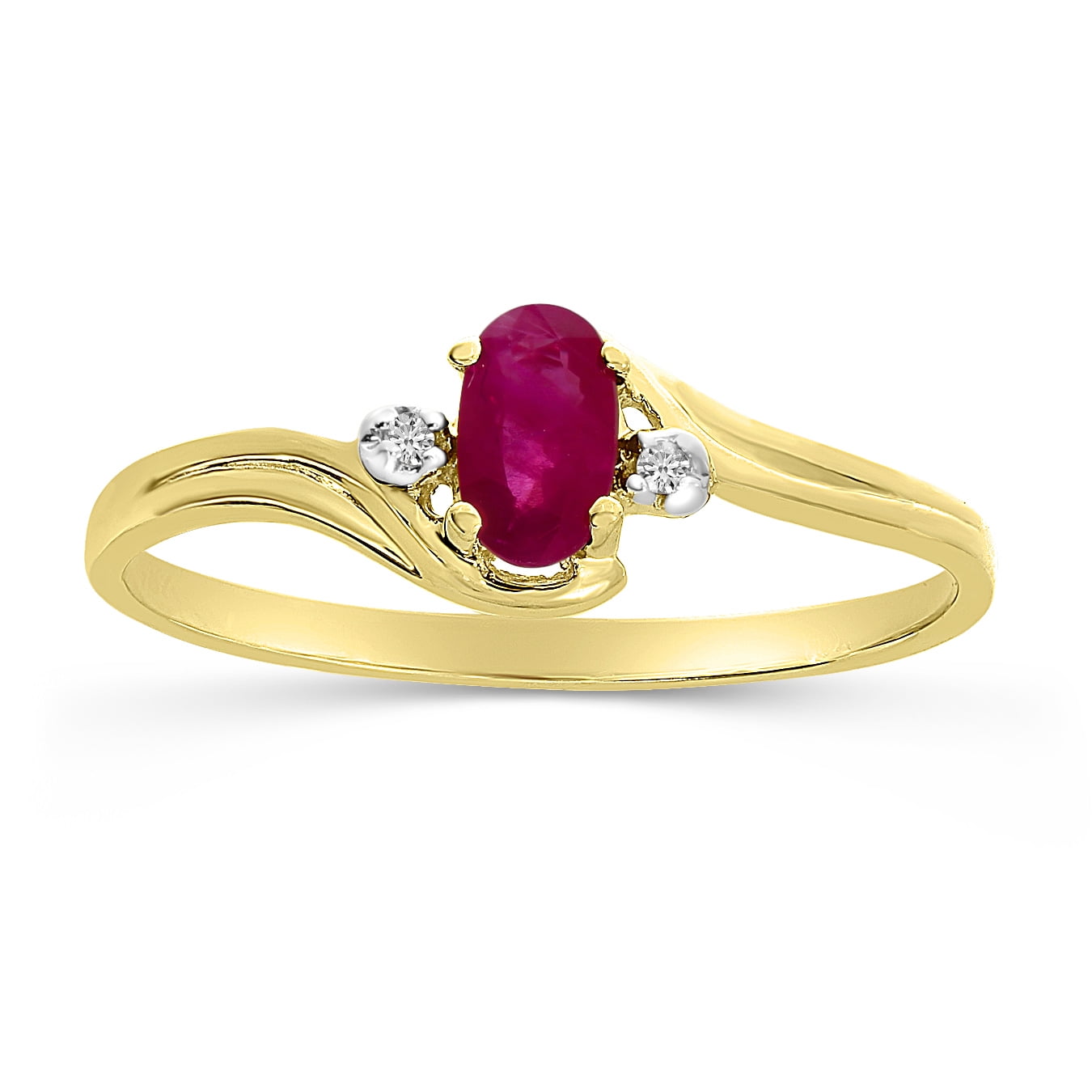 14k Yellow Gold Oval Ruby And Diamond Ring - Walmart.com