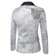 thumbnail image 7 of Nmnitkp Men's Sequin Blazer Jacket Black Contrast Lapel Single‑Button Long Sleeve Suit Coat for Party Stage Show Holiday Nightclub Special Event Wear Silver,S, 7 of 7