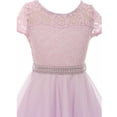 thumbnail image 3 of Big Girls' Floral Lace Tulle Pearl Rhinestones Holiday Party Flower Girl Dress Lavender 12 (J21KS22), 3 of 3