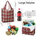 thumbnail image 3 of 5 Pack Foldable Shopping Bag,Red and Green Christmas Plaid Pattern Reusable Grocery Bags with Pockets,Large Reusable Tote Bags with Handles Waterproof & Lightweight, 3 of 6