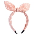 thumbnail image 1 of Diadema de moda para mujer, diadema con orejas de conejo, aro para el pelo con lazo (punto rosa), 1 of 2