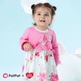 thumbnail image 3 of Care Bears 2 Pieces Baby Toddler Girl Cotton Dress Set Ruffle Trim Cardigan and Floral Dress, 3 of 6