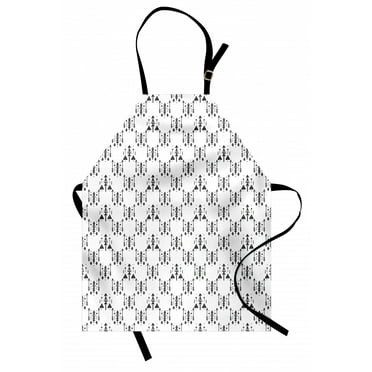 Tribal Apron Arrow with Feathers Print Ethnic Abstract Aztec Boho Monochrome Pattern Design, Unisex Kitchen Bib Apron with Adjustable Neck for Cooking Baking Gardening, Charcoal Grey, by Ambesonne