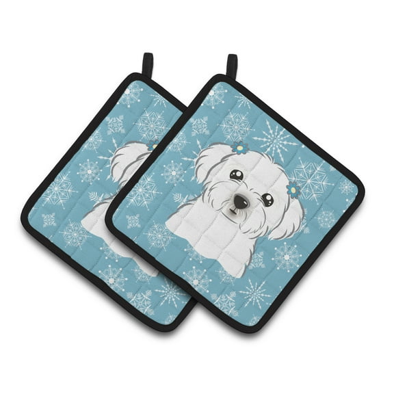 Carolines Treasures BB1642PTHD Snowflake Maltese Pair of Pot Holders , 7.5HX7.5W, multicolor