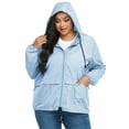 thumbnail image 2 of Ponceau Plus Size Rain Jacket for Women Raincoat Waterproof with Hood Rain Coats for Women Lightweight Blue 2XL, 2 of 8
