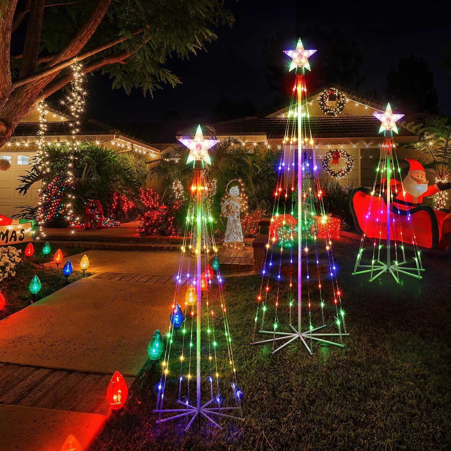 Oumilen- Solar Candy String Lights - Outdoor Decoration- Holiday Christmas & Parties - Waterproof - 10-in-1