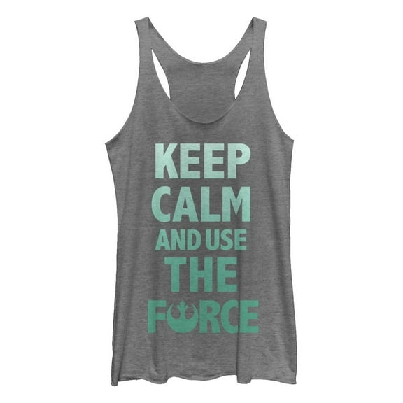 Women's Star Wars Keep Calm and Use the Force Racerback Tank Top Gray Heather Small