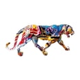 thumbnail image 3 of Estatuilla de Animal Macarena Estatua de Leopardo Decoración de Estante Escultura Artística de Graffiti, 3 of 8