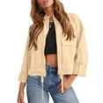 thumbnail image 3 of Women Zip Up Utility Coat with Pockets Casual Cropped Jackets, 3 of 7