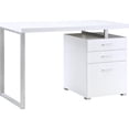 thumbnail image 3 of White Rectangular 3-drawer Desk - Swap Rods for Function - In Work & Study - Customizable Workspace, 3 of 6