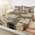 thumbnail image 3 of Manfei Farmhouse Deer Duck Fitted Sheet Full, Vintage Buffalo Bed Set, Brown, 3 Pieces, 1 Fitted Sheet and 2 Pillowcases, 3 of 6