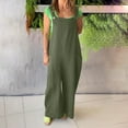 thumbnail image 2 of Caywon Womens Overalls Casual Loose Fit Dungarees Romper Baggy Playsuit Imitation Linen Style Jumpsuit One Piece Outfit Comfortable Lightweight Fabric Relaxed Army Green 2XL, 2 of 6