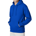thumbnail image 3 of Hanes Men's Ultimate Cotton Hooded Sweatshirt, Long Sleeve Pullover Pocket Hoodie, Deep Royal, XL, 3 of 5