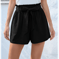 thumbnail image 5 of Women Casual Shorts Bowknot Tie Waist Summer Shorts with Pockets Black S, 5 of 7
