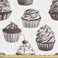 thumbnail image 1 of Cupcake Fabric by the Yard, Delicious Desserts Food Yummy Chocolate Cake with Cherries Sketch, Upholstery Fabric for Dining Chairs Home Decor Accents, 2 Yards, Muave Taupe and White by Ambesonne, 1 of 4
