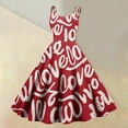 thumbnail image 2 of LWavelet 2026 Valentine's Whimsical Heart Print Sundress, Spaghetti Strap Flared Swing Skirt Valentine's Wear Wine L, 2 of 4