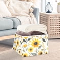 thumbnail image 3 of Yayeee Collapsible Cube Storage Bin with Lid Fabric Closet Decorative Basket with Handles, White Watercolor Sunflowers, 3 of 7