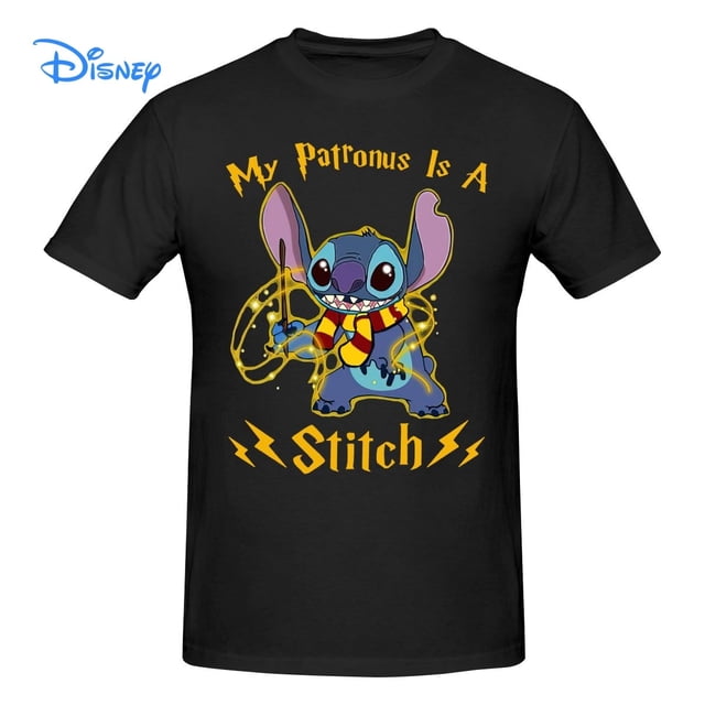 Disney My Patronus Is A Stitch T shirt Harajuku Short Sleeve T-shirt 100% Cotton Graphics Tshirt Brands Tee Top6XL Gao Jinjia LED