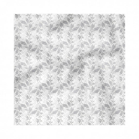 Grey and White Decorative Satin Napkins Set of 4, Monochrome Abstract Leaves Rural Field Romantic Natural Pattern, Square Fabric Party & Dinner Napkin, 12", Grey Pale Grey White, by Ambesonne