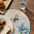 thumbnail image 3 of Spring Flowers Round 15 Inch Placemats Set of 6, Vintage Rustic Tulips Floral Butterfly Khaki HeatResistant Non Slip Place Mats for Dining Table, Wipeable Braided Kitchen Table Mats for Housewarming, 3 of 9