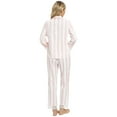 thumbnail image 2 of Baywell Striped Pajamas Set Women Lace Trim Long Sleeve Sleepwear Button Down Nightwear Two Piece Loungewear Set with Two Front Pockets Pink S-2XL, 2 of 5
