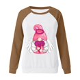 thumbnail image 2 of Gibobby Divertidas Sudaderas Sudadera con capucha informal sin sombrero con cuello redondo y mangas raglán con estampado divertido del día de San Valentín para mujer (Marrón, M), 2 of 5