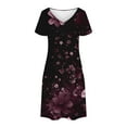 thumbnail image 3 of Levmjia Womens Summer Dress Casual V Neck Floral Short Sleeve Slim Fit Polyester Comfortable Vacation Beach Party Work Multi Colors, 3 of 7