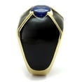 thumbnail image 4 of Mens Ring Blue Gold Black Round Cut Pyramid Stainless Steel Ring with AAA Grade CZ in London Blue, 4 of 7
