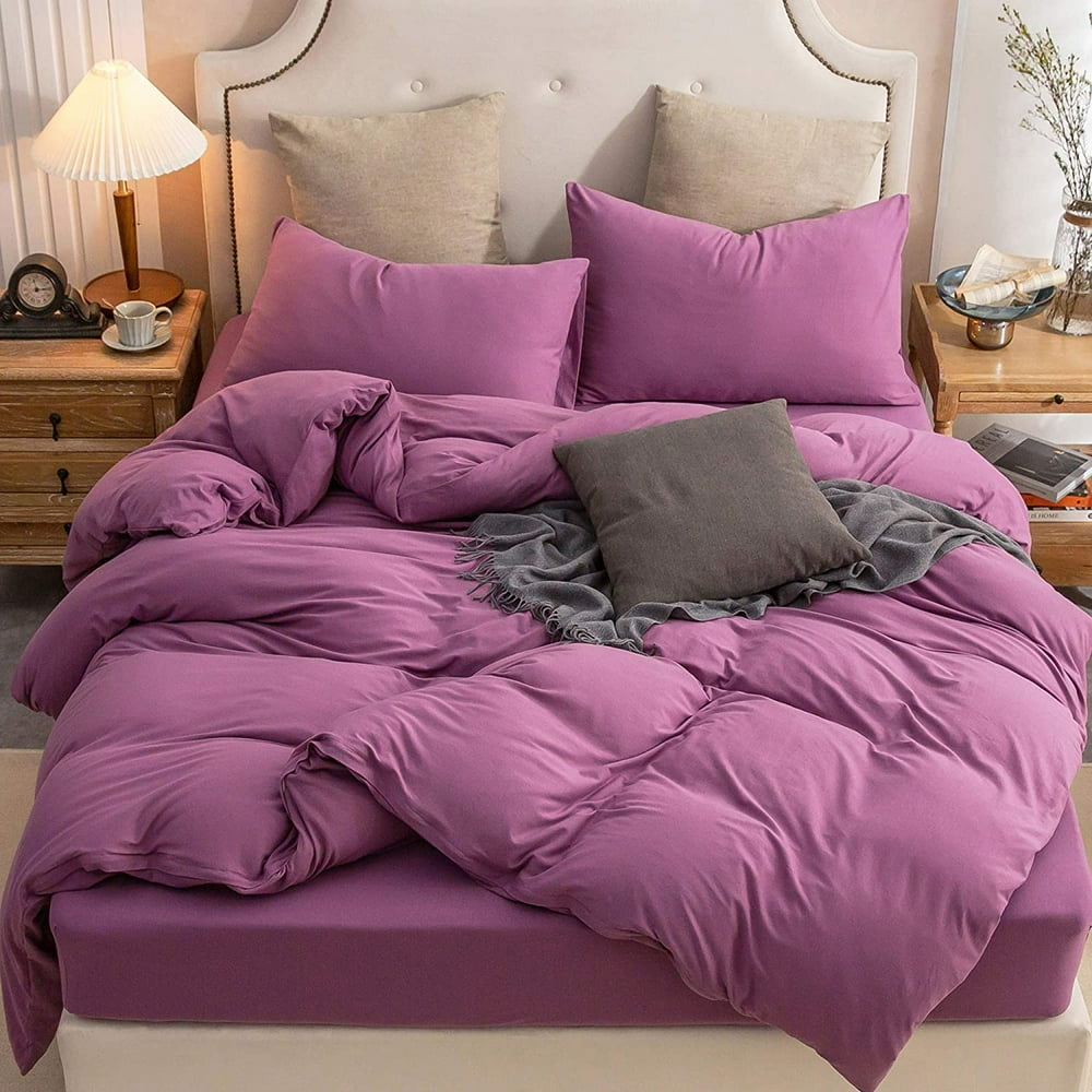 PURE ERA Jersey Knit Duvet Cover Set 100 TShirt Cotton ,Mauve King