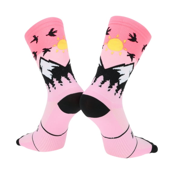 Unique Bargains Cycling Socks Sweat-Absorbent Anti-Friction Outdoor Bike Socks Pink Black Size m Neutral and Universal 1 Pair Color Matching