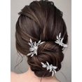 thumbnail image 2 of Crystal Wedding Hair Pins Gold Leaf Hair Piece Rhinestone Bride Hair Accessories for Women (Gold), 2 of 4