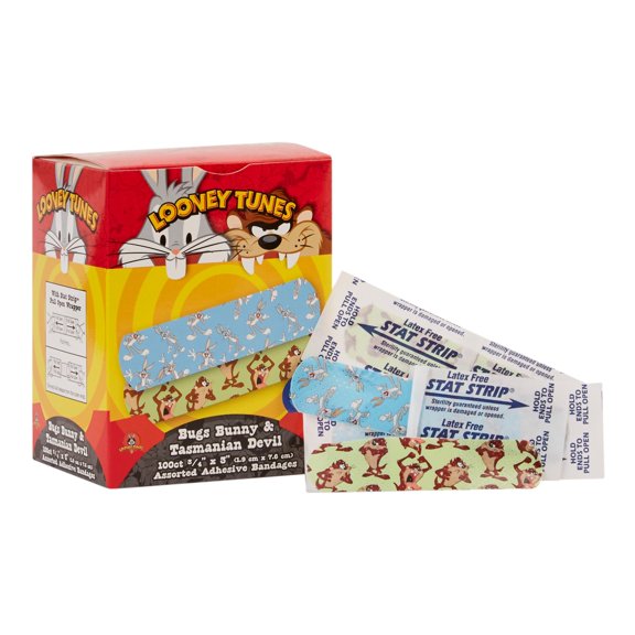 Looney Tunes Stat Strip Kid Design (Looney Tunes Wile Coyote / Roadrunner) Adhesive Bandage Sterile .75 x 3" 100 per Box
