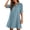 Blue, variant on Dresses for Women Crinkle Collared Half-Button Puffed Elbow-Sleeve Breathable Attire,Sizes S-2XL
