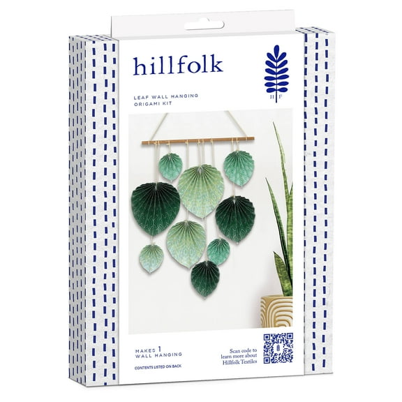 Hillfolk Paper Leaf Wall Hanging Kit- Includes Printed Paper, Wood Dowel, Craft Glue, Plastic Bone Folder, And Instructions. Makes One 10" X 13.5" Wall Hanging.