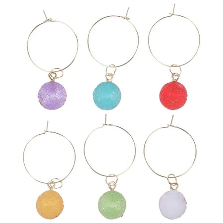 

Guiyong 6pcs Wine Cup Pendant Colorful Fake Crystal Goblet Hanging Charm Party Wine Cup Marker