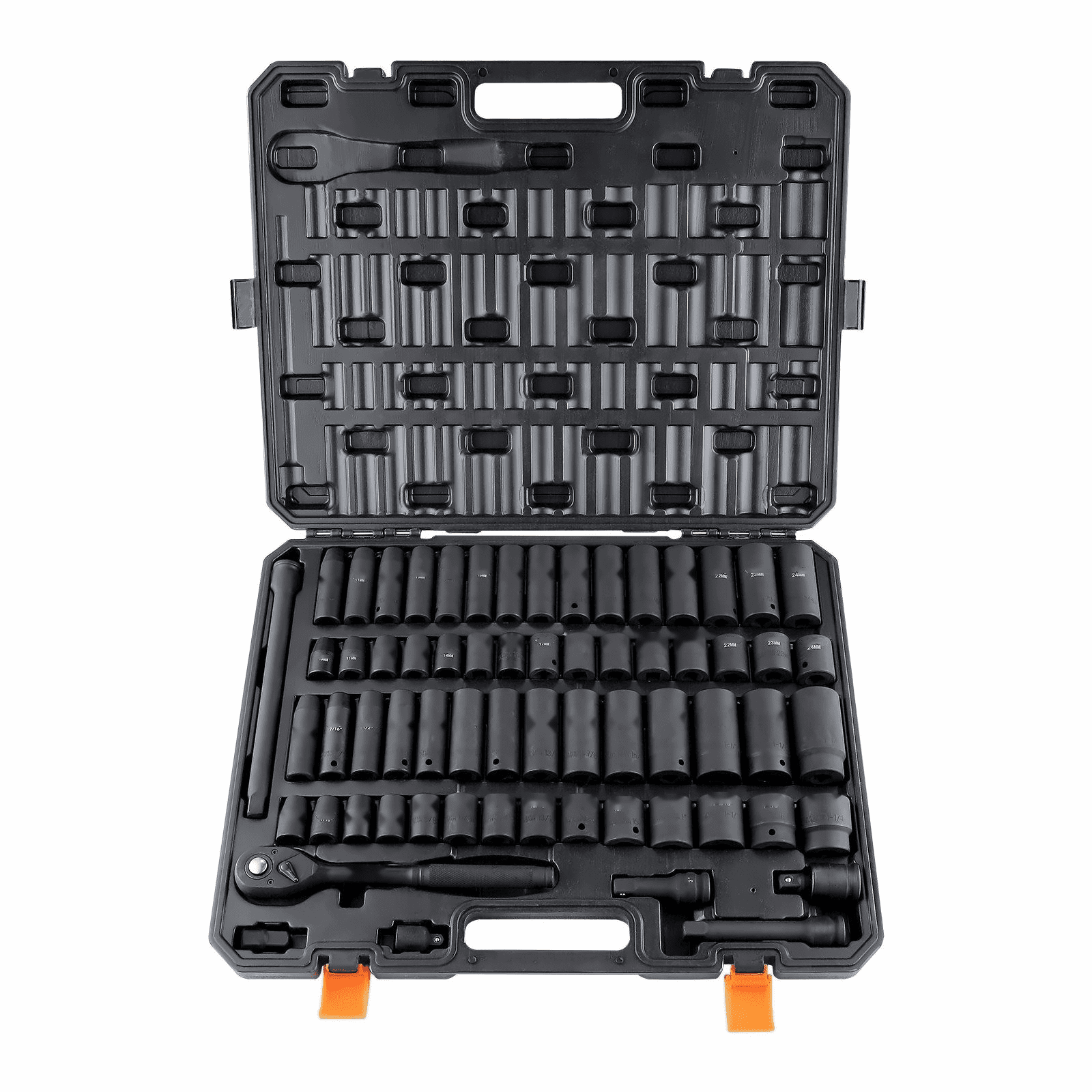 1/2 Drive Impact Socket Set 65 Piece - SAE & Metric, 3/8-1-1/4", 10-24mm - Cr-V Steel, Auto Repair, Impact Wrench, Storage Case