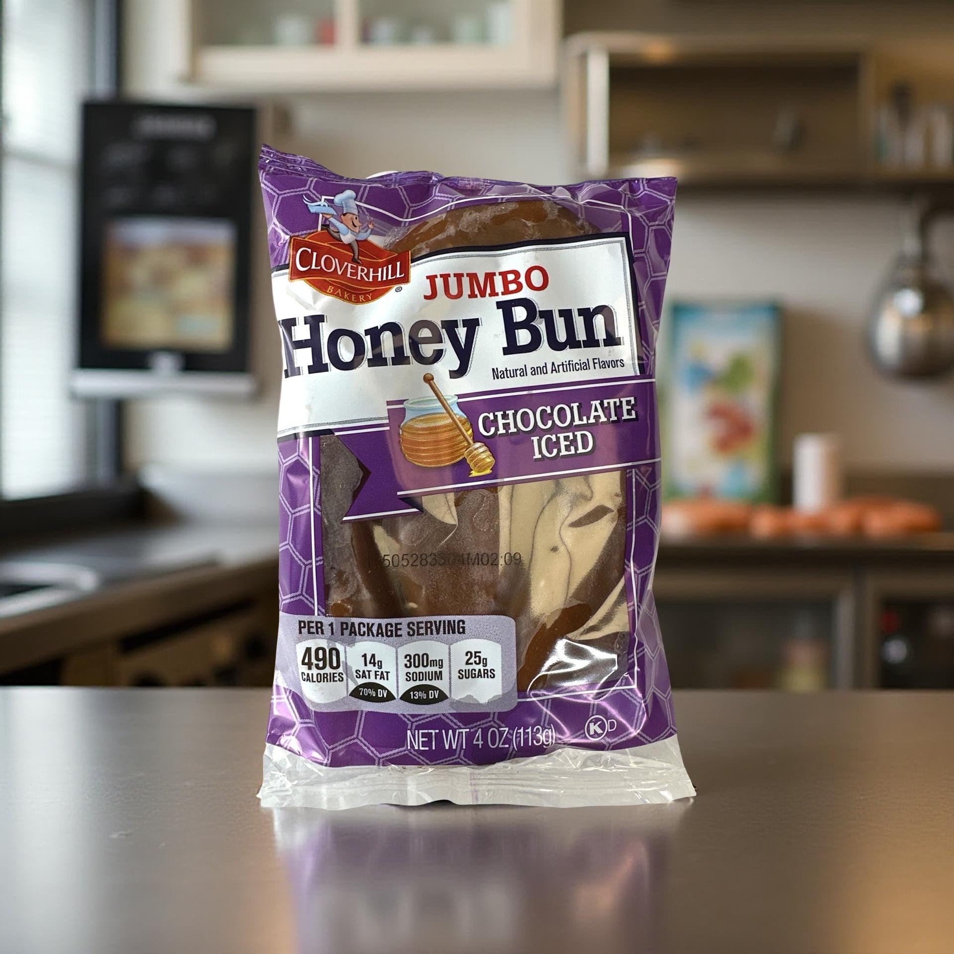 Cloverhill Big Chocolate Iced Jumbo Honey Bun, Cinnamon Large