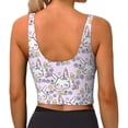 thumbnail image 3 of Fotbe Purple Rabbit Pattern Womens' Sports Bra Longline Wirefree Padded with Medium Support Sports Moisture-Wicking Workou Vest,Tank Top-XX-Large, 3 of 9