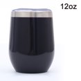 thumbnail image 5 of 1 Pack 12 Oz Stainless Steel Wine Tumbler with Slip Lids, Double Wall Vacuum Insulated Travel Cup for Coffee, Cocktail, Drink Black, 5 of 8
