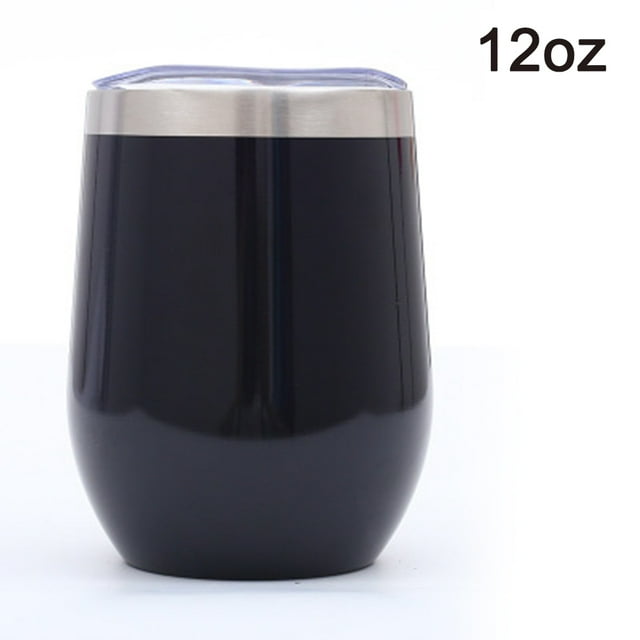 Taza de copa de vino sin tallo de acero inoxidable de 12 onzas Taza de vino a granel aislada al vacío de doble pared a prueba de fugas con tapa Perfecta para café, vino, cócteles, bebidas, sin BPA Zhivalor Artículos para Café y Té