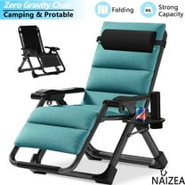 NAIZEA Zero Gravity Chair, Reclining Lounge Chair with Removable Cushion & Tray for Indoor and Outdoor, Ergonomic Patio Recliner Folding Reclining Chair