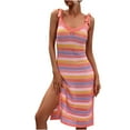 thumbnail image 3 of Gaecuw Swimsuit Women Cover up Dress V Neck Sundresses Sleeveless Ankle Length Long Dresses Shift Vacation Dresses Hollow Acrylic Casual Cute Dresses Going Out Dresses Day Dresses Beach Dresses, 3 of 9