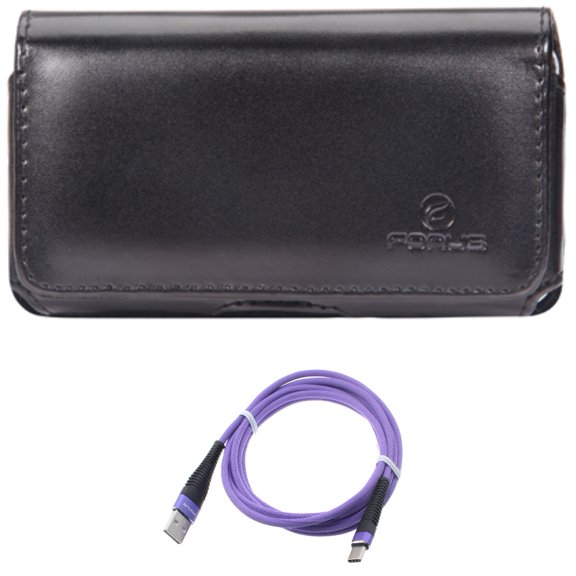 Case Belt Clip w 6ft USB Cable for Samsung Galaxy S20 - Leather Swivel Holster Loops Cover, Purple Type-C Charger Cord Power Wire Y4L fits Samsung Galaxy S20