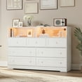 thumbnail image 5 of 7-Drawer Dresser with LED Lights & Charging Station,Wooden Storage Organizer with Open Shelves,Chest of Drawers for Entryway Bedroom, 5 of 8
