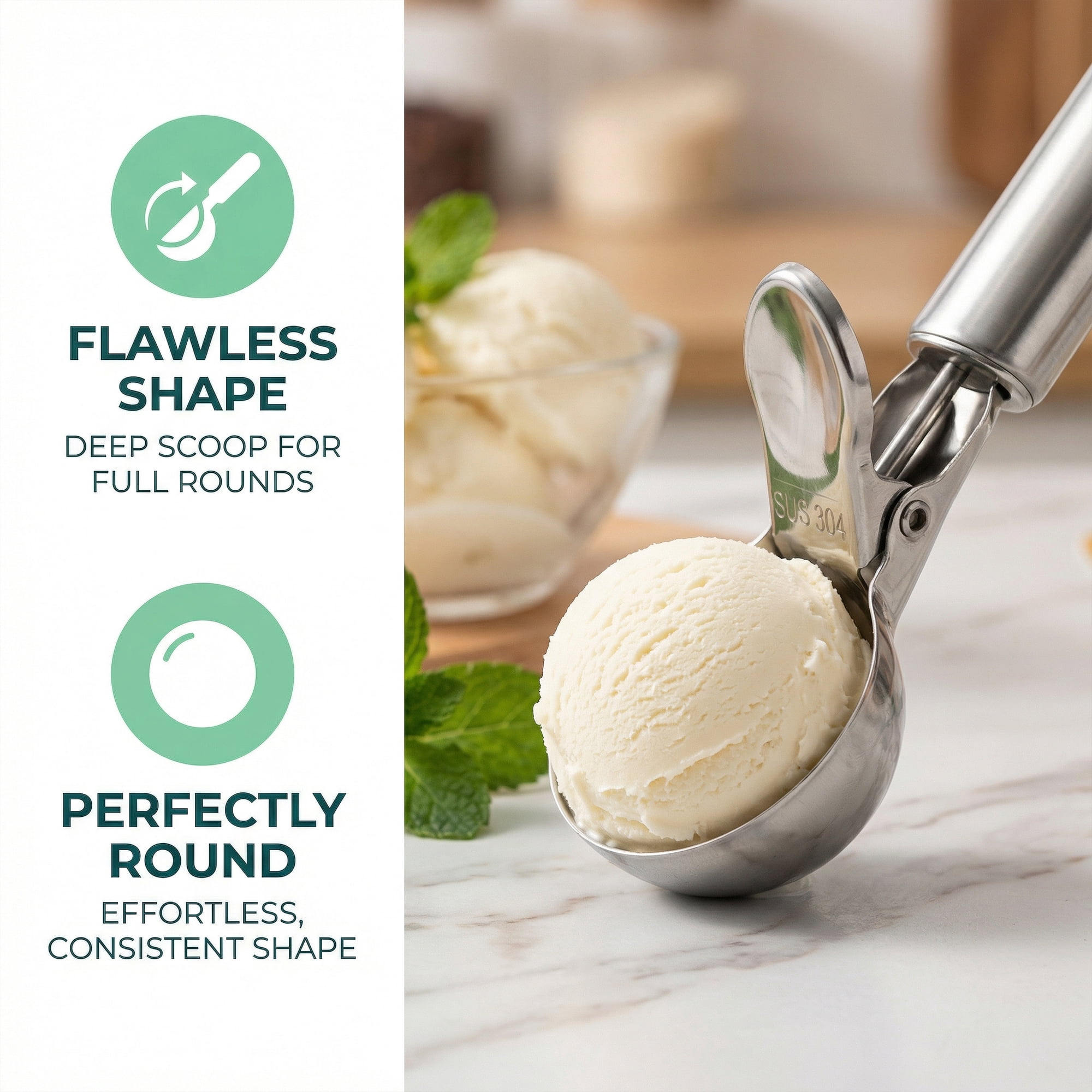Unique Bargains Stainless Steel Ice Cream Scoop with Handle Silver 8.3in