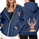 thumbnail image 1 of WILLBEST Sudadera Deportiva para Mujer Ladies' Christmas Printed Zipper Long Sleeved Pocket Drawstring Casual Hooded Sweatshirt 2063 XX-Grande, 1 of 8