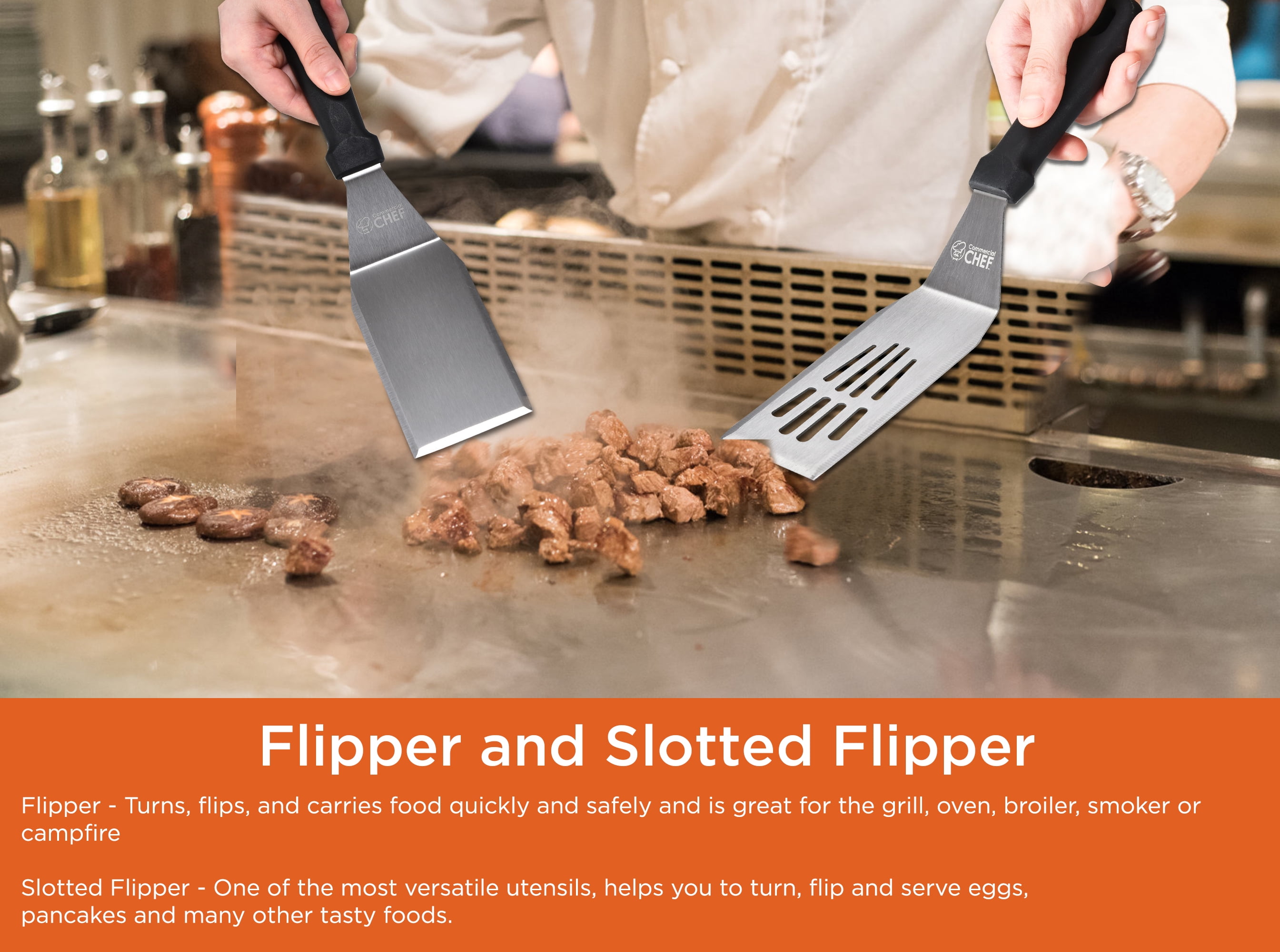 Commercial Chef 9-Piece Griddle Accessories for Blackstone, BBQ & Flat Top Grill Spatula Kit