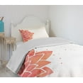 thumbnail image 4 of Ambesonne Lotus Quilted Bedspread Set 2 Pcs, Aquarelle Half Flower Art, Twin Size, Coral Pale Peach, 4 of 6